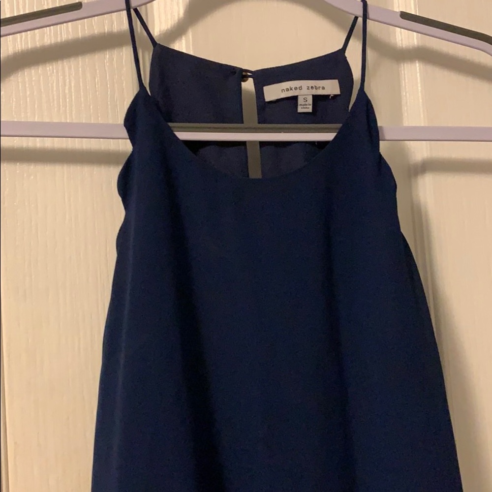 Naked Zebra Navy Scalloped Dress